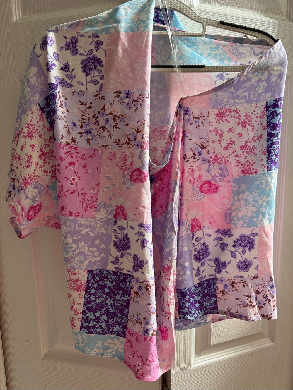 Patchwork print  off the shoulder Rayon Top